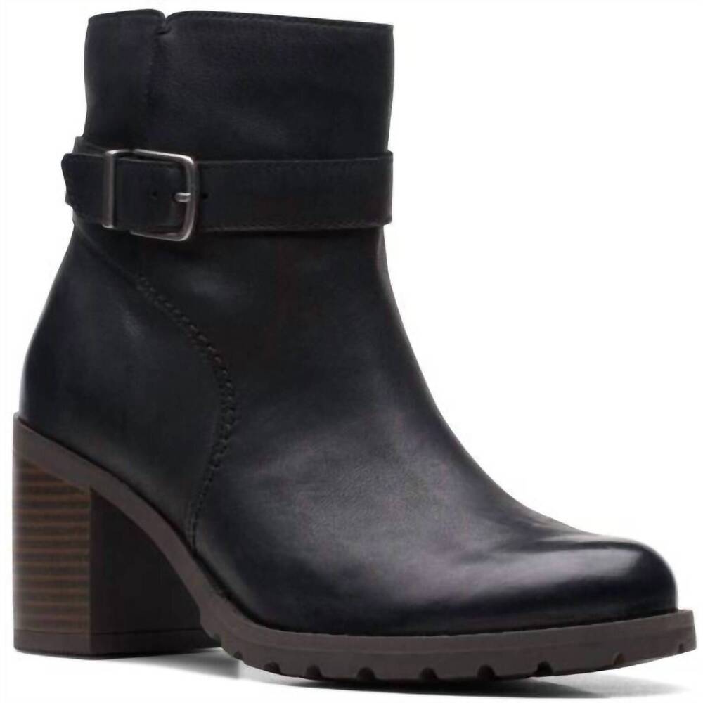 NEW CLARKS women's clarkwell hall boot in black leather